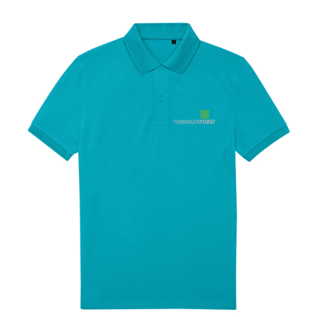Poloshirt für Herren | ThüringenForst | Brustlogo | pop turquoise