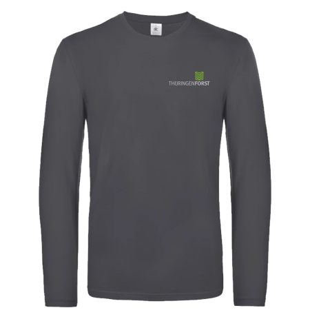 T-Shirt für Herren | langärmlig | ThüringenForst | Brustlogo | dark grey