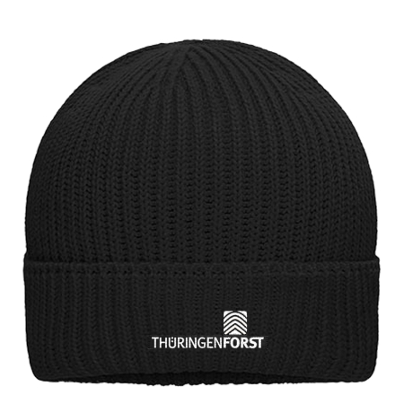 Strickmütze | ThüringenForst | Logo gestickt | schwarz