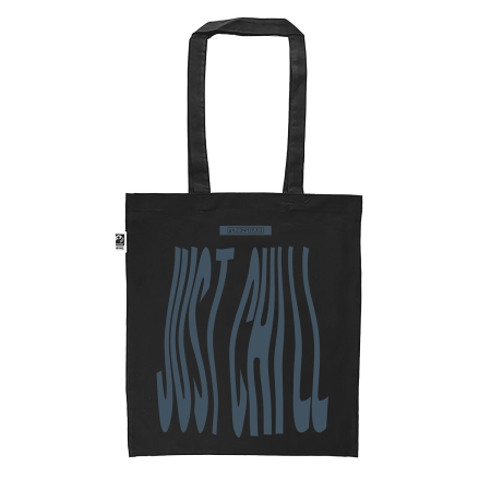 Fairtrade Cotton Bag Long Handles | Just Chill | black-grey | Ferozshahi