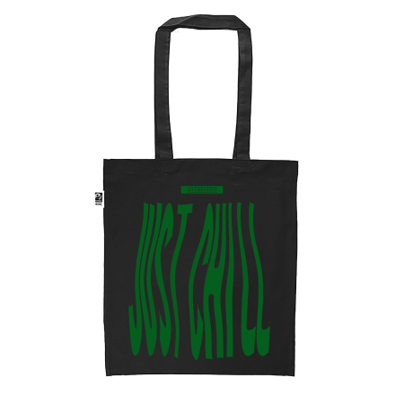 Fairtrade Cotton Bag Long Handles | Just Chill | black-green | Ferozshahi
