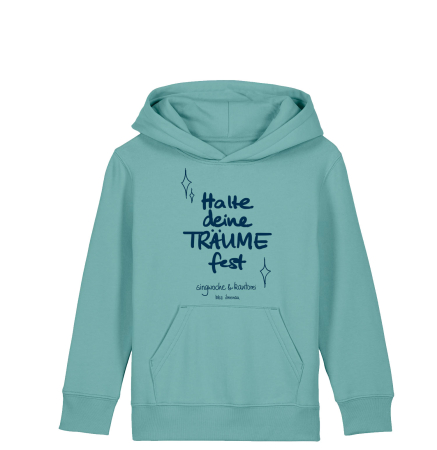 Kapuzensweatshirt für Kinder Unisex | Singwoche & Kantorei | Halte deine Träume fest | Farbe: teal monstera